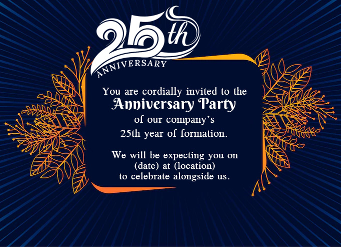 Company Anniversary Invitation Wording Idea