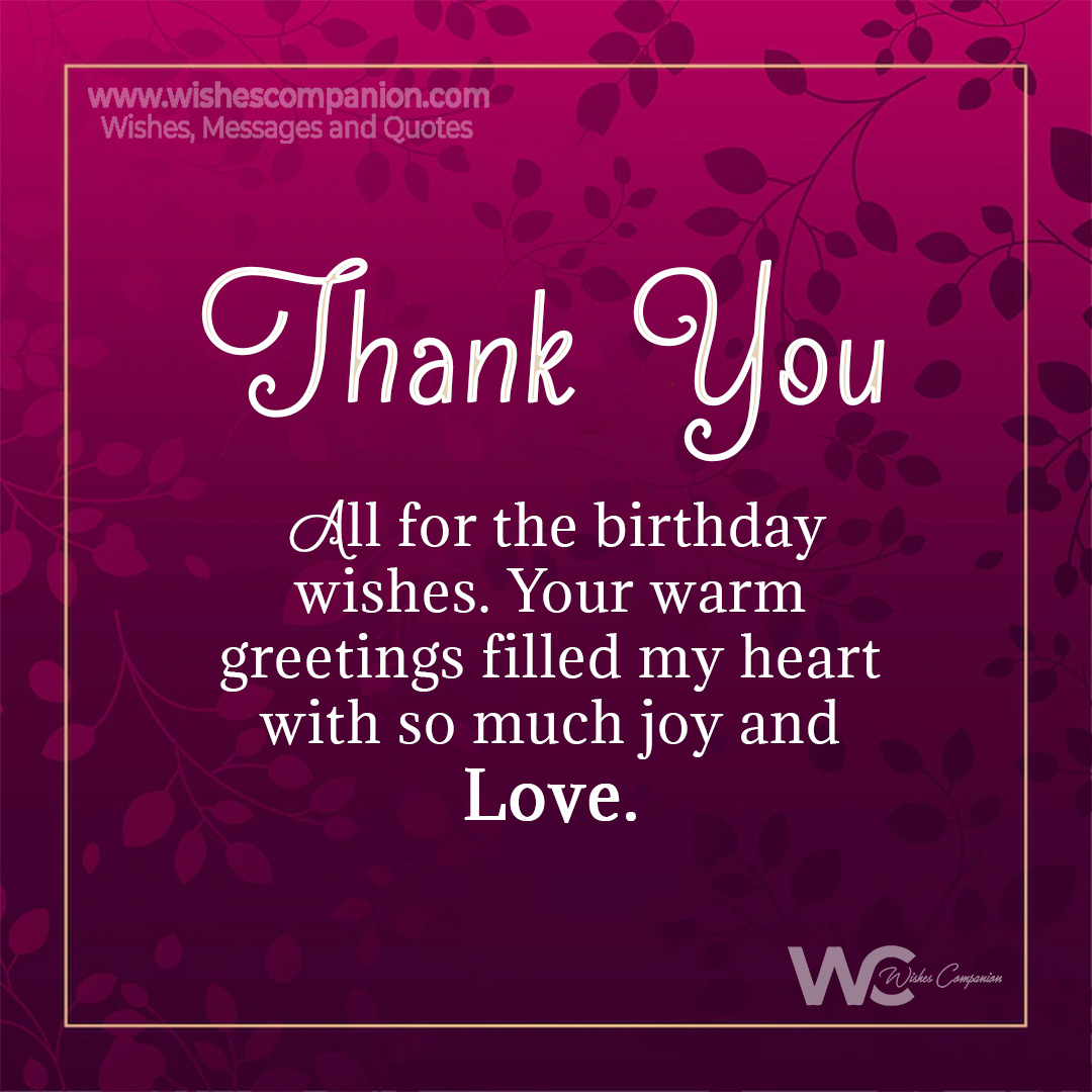 Thank You for Birthday Wishes